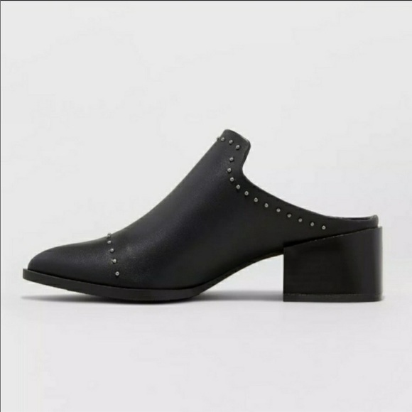 New! Vegan Black Studded Mules - Picture 1 of 8